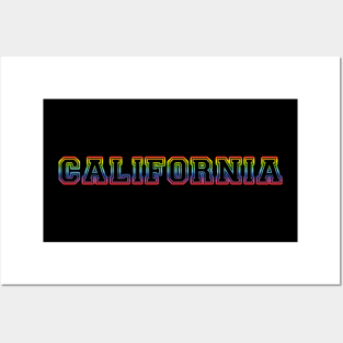 California Pride Rainbow Black Posters and Art